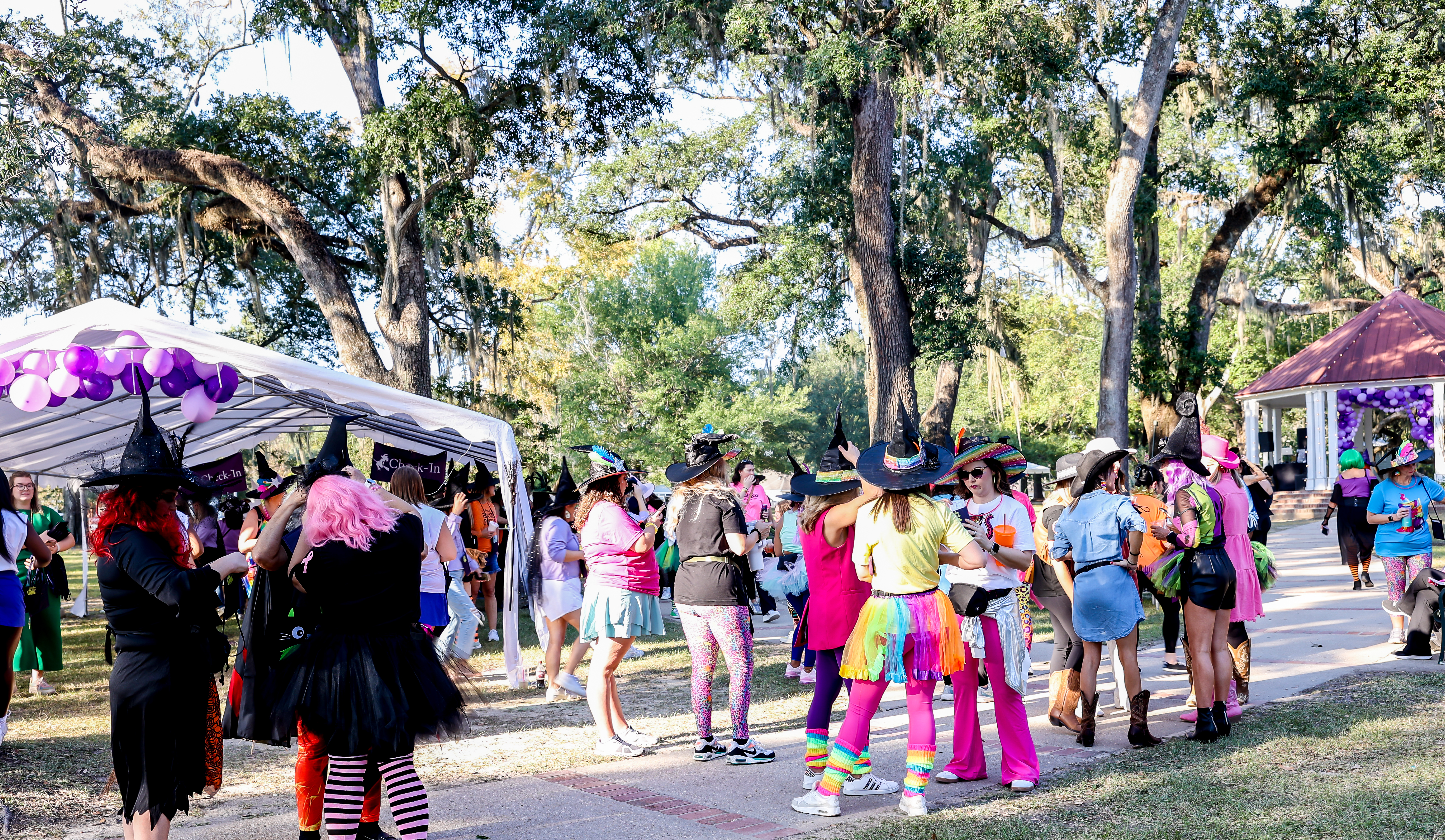Riders in witch costumes at The Witches Ride of St. Francisville